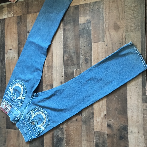 True Religion Billy Super T Stitch Boot cut Med Wash Mens Jeans Sz 32x34